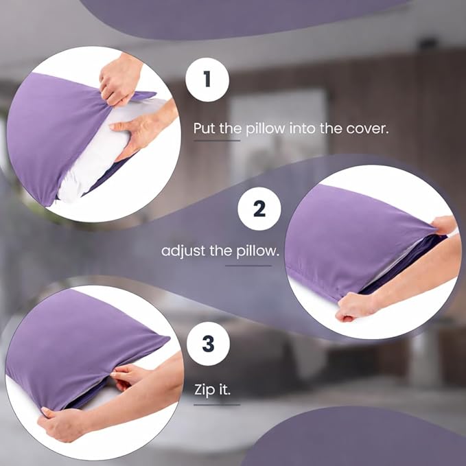 Evolive Ultra Soft Microfiber Body Pillow Cover/Pillowcases 21"x54" with Hidden Zipper Closure (21"x54" Body Pillow Cover, Lavender)