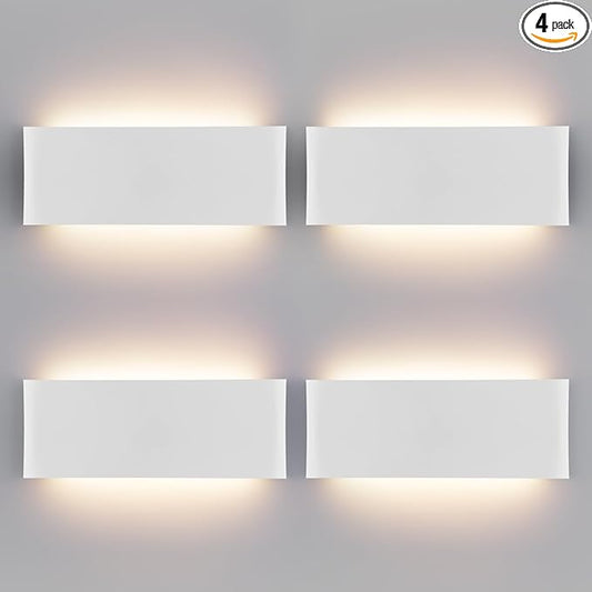 Mille Lucciole 11"Modern LED vanity light,15W Dimmable 5 CCT (3000K-6500K) Adjustable Wall Lamp,Up and Down Wall Lighting,Indoor Wall Sconce for Bedroom,Staircase,Hallway,Dressing Table, 4 Pack（White）