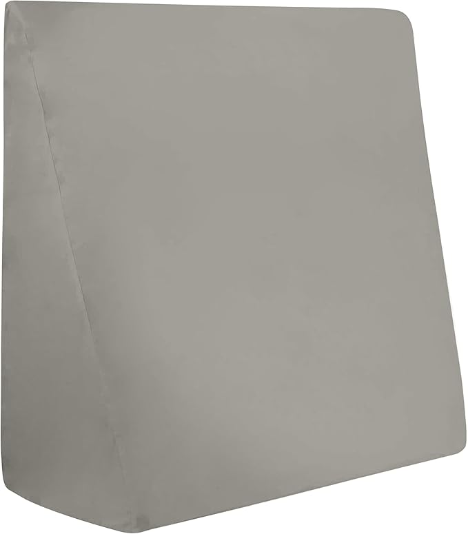 CirclesHome Wedge Pillow Cover 100% Cotton, Zippered Wedge Pillow Case Protector, Soft, Hypoallergenic & Breathable - Light Grey, (24Wx25Lx12)