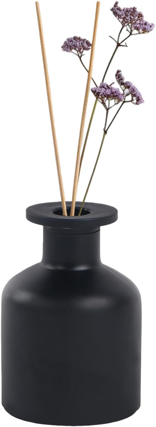 5 Ounce Empty Glass Diffuser Bottles, Cylindrical Glass Essential Oils Diffuser Bottles, Aromatherapy Jar, Matt Black