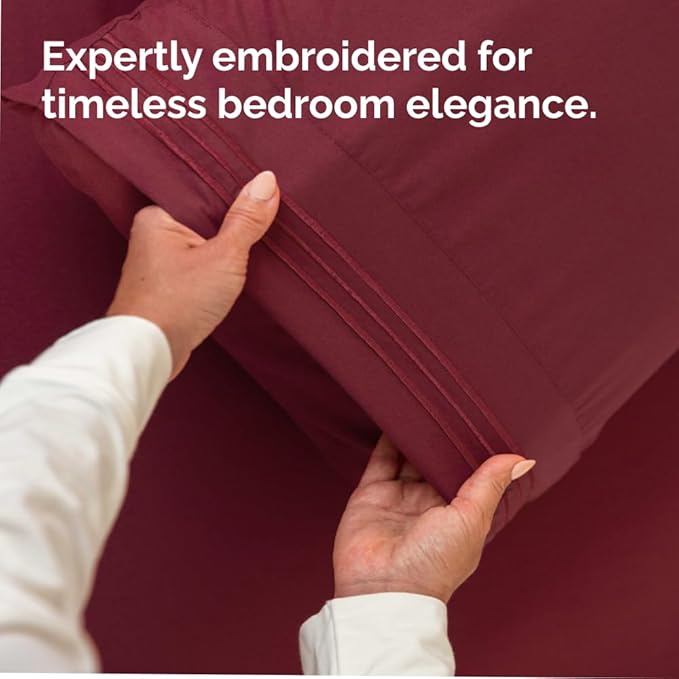 Standard Pillow Cases Set of 4 - Ultra Soft Hotel Quality Pillowcase Covers - Comfy Bedding for Women, Men, Kids & Teens - Machine Washable Pillow Protectors - 4 Piece Set - Standard Size Burgundy