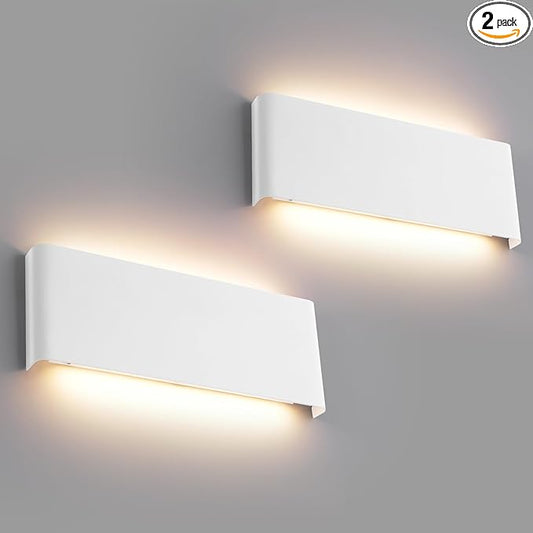 Mille Lucciole 11"Modern LED vanity light,15W Dimmable 5 CCT (3000K-6500K) Adjustable Wall Lamp,Up and Down Wall Lighting,Indoor Wall Sconce for Bedroom,Staircase,Hallway,Dressing Table, 2 Pack（White）