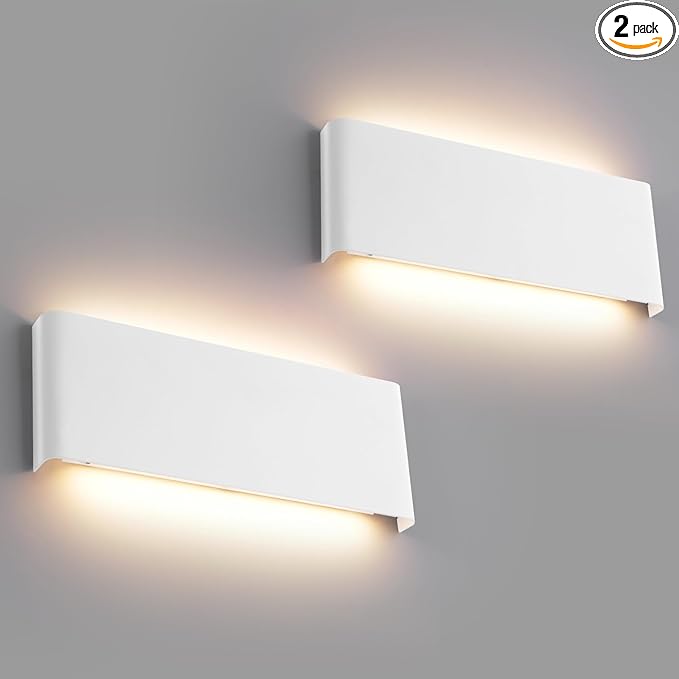 Mille Lucciole 15"Modern LED vanity light,20W Dimmable 5 CCT (3000K-6500K) Adjustable Wall Lamp,Up and Down Wall Lighting,Indoor Wall Sconce for Bedroom,Staircase,Hallway,Dressing Table,2 Pack（White）