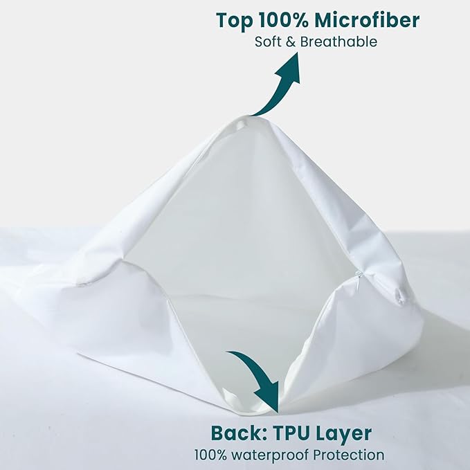 Waterproof Pillow Protectors with Zipper, King Size Pack of 4 Zippered Pillow Covers, Noiseless Pillow Encasement Cases 20 x 38 Inches