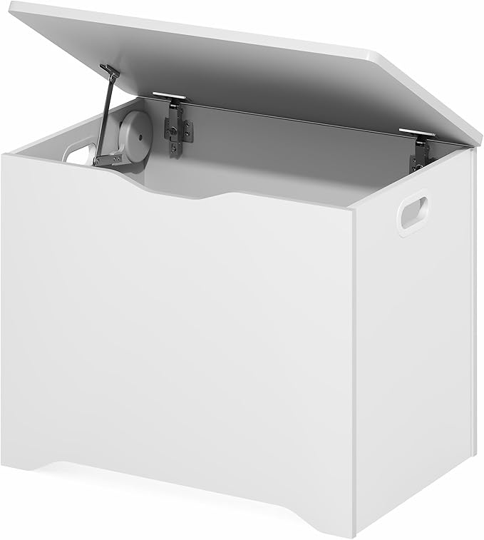 Furinno Basic Storage Chest, Storage Bench with Safety Hinged Soft Closed Lid, Storage Box, 15.6 x 23.6 x 18, for Living Room, Bedroom, Entryway, Living Room, White