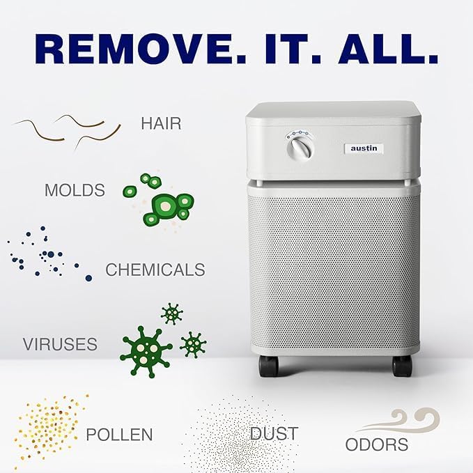 Austin Air HealthMate Plus Air Purifier White - Advanced 4- Stage Filtration Air Purifiers For Home with Activated Carbon & Zeolite - Ideal as Air Purifiers for Bedroom or any Large room, Model B450
