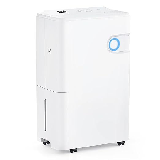 80Pints Dehumidifier with Drain Hose, 5,500 Sq.Ft Dehumidifier for Basement, 5L/1.32 Gallon Tank, Energy Star Cert. 42dB, Humidity Display Ring, Humidity Remover for Home, Bedroom & Bathroom