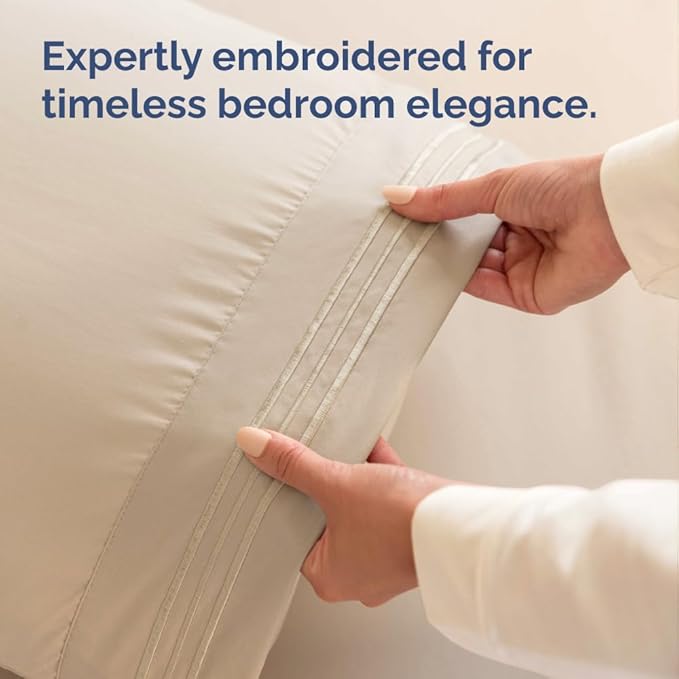 King Standard Pillow Cases Set of 4 - Soft Hotel Quality Pillowcase Covers - Comfy Bedding for Women, Men, Kids & Teens - Machine Washable Pillow Protectors - 4 Piece Set - King Standard Size Cream