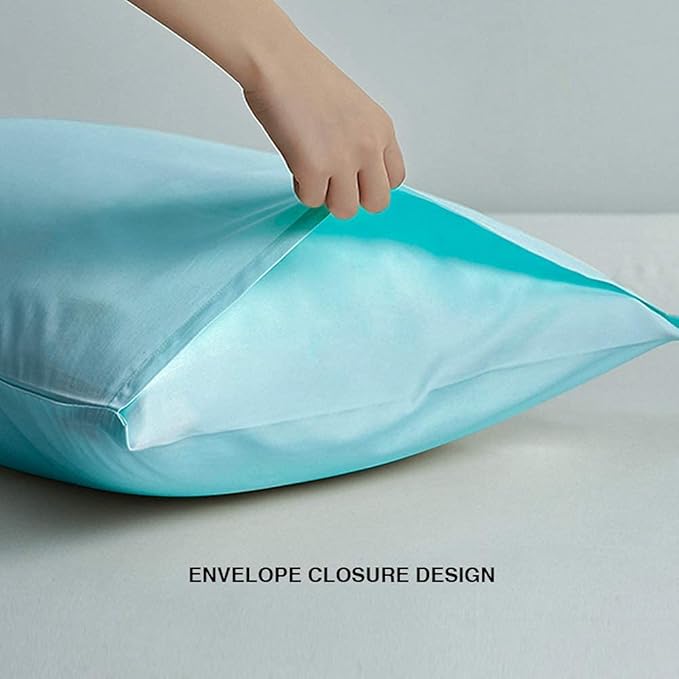 FLXXIE King Pillow Cases Set of 2, Soft Microfiber Pillow Covers with Envelope Closure, Wrinkle, Fade and Stain Resistant Pillowcases, 20x36, Aqua