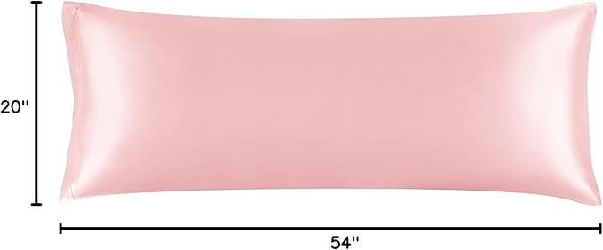 BEDELITE Satin Body Pillow Cover, Super Soft and Cooling Body Pillow Pillowcase for Hair and Skin, Breathable Silky Full Long Pillowcase Cover(20"x54", Pink)