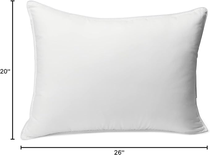 Amazon Basics Down Alternative Bed Pillows with Hypoallergenic Pillow Protector Cases, Soft Density for Stomach and Back Sleepers, Standard 26" x 20", White, 2-Pack