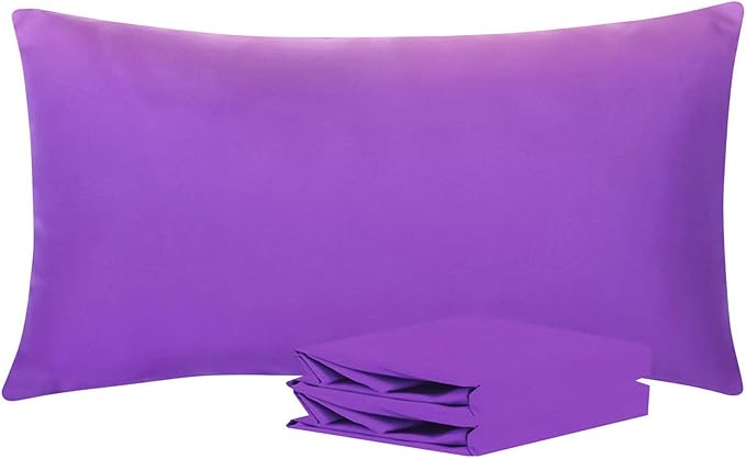 NTBAY King Pillowcase Set - 2 Pack Brushed Microfiber 20x40 Pillowcases - Soft, Wrinkle-Free, Fade-Resistant, Stain-Resistant, Purple Pillowcases with Envelope Closure - 20x40 Inches, Purple