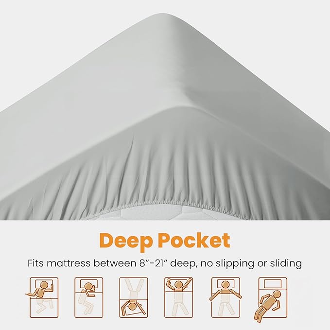 MATBEBY King Size Mattress Pad - Cooling Breathable Mattress Topper, Quilted Fitted Mattress Protector, Pillow Top Mattress Cover with 8-21" Deep Pocket, Machine Washable, Light Grey, 78x80 Inches