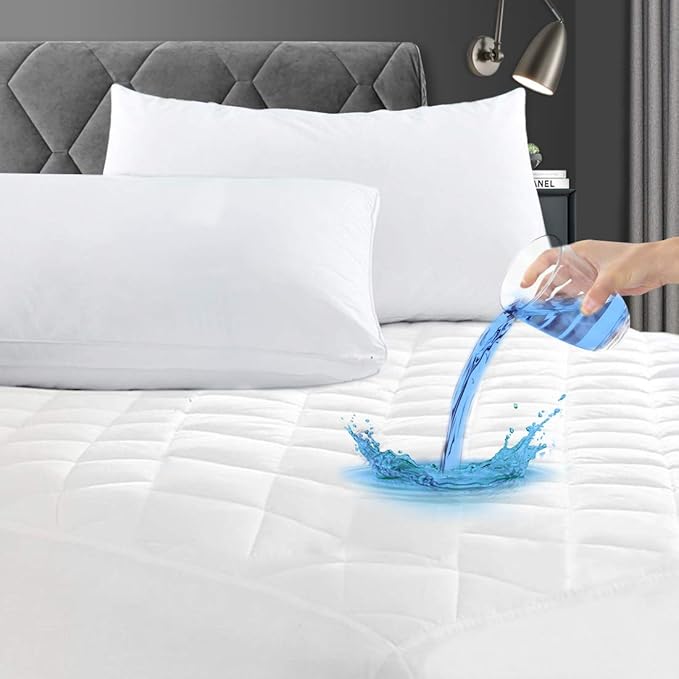 GRT King Waterproof Mattress Pad, 100% Waterproof Quilted Fitted Mattress Protector, Noiseless Hollow Cotton Mattress Cover, Fitted 8"-26" Deep, Dust Proof