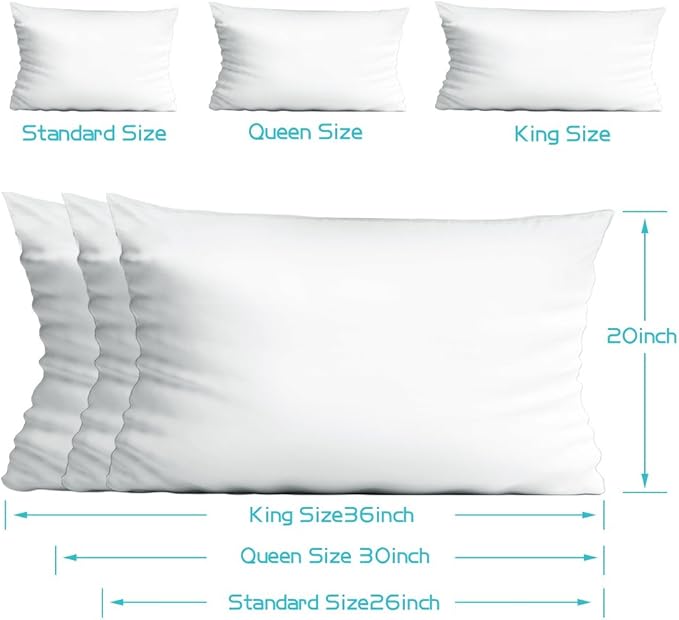 4-Pack Zippered Pillow Protectors, Premium 400 Thread Count 100% Egyptian Cotton White Zippered Pillowcases Pillow Covers, Standard