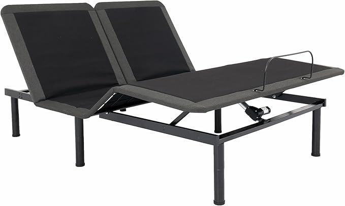 Bridgevine Home 12 inch Refresh Split Flex Memory Foam Hybrid Mattress and Adjustable Base Bundle, Queen Size