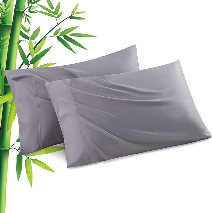 Pillowcases King Size 2 Pack, Cooling Viscose from Bamboo Pillow Cases with Envelope Closure, Cool & Breathable Pillow Cover for Hot Sleepers and Night Sweats, 20" x 40"