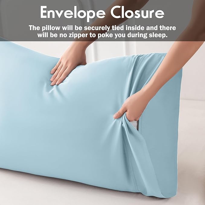 Pillowcases Queen Size 2 Pack, Cooling Viscose from Bamboo Pillow Cases with Envelope Closure, Cool & Breathable Pillow Cover for Hot Sleepers and Night Sweats, 20" x 30"