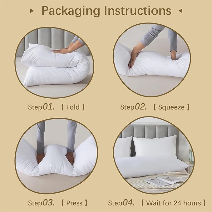 Memory Foam Body Pillow Insert, Soft Large Long Bed Pillow for Adults, Breathable Full Body Pillow, White
