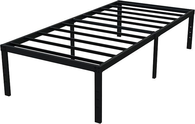 Upcanso 18 Inch Twin XL Bed Frames, Metal Platform Twin XL Bed Frame with High Storage, Eassy Assembly 2,500 Lbs Heavy Duty Bedframes, Black