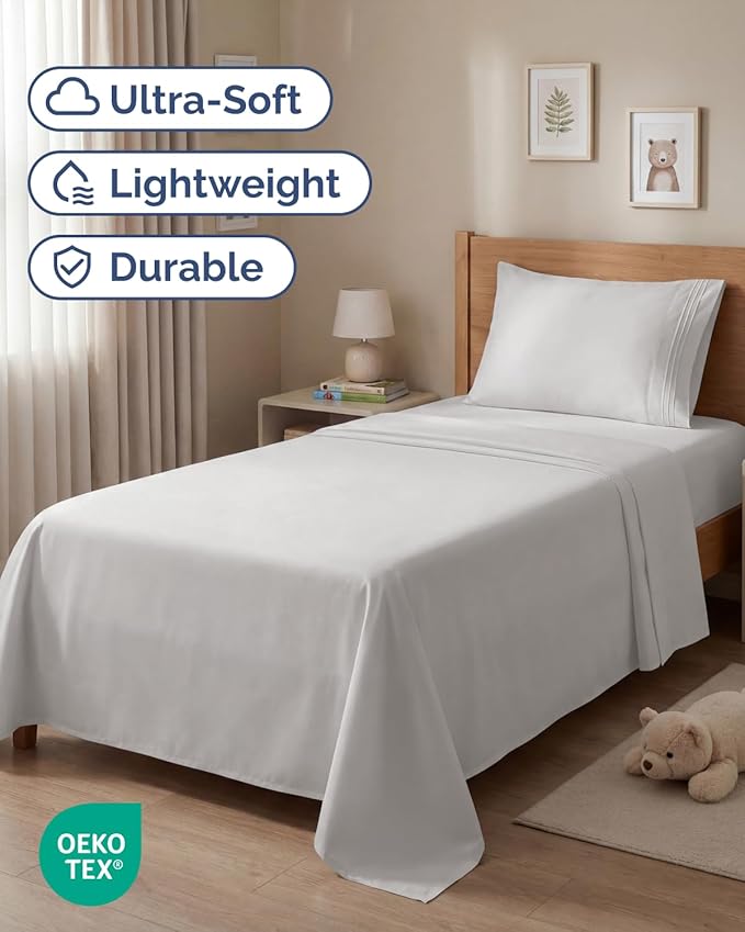 Twin Size 3 Piece Sheet Set - Comfy Breathable & Cooling Sheets - Hotel Luxury Bed Sheets for Women & Men - Deep Pockets, Easy-Fit, Soft and Wrinkle Free Sheets - French Grey Oeko-Tex Bed Sheet Set