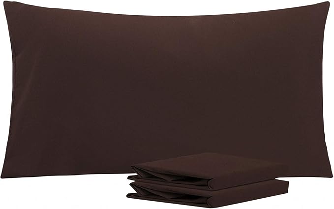 NTBAY King Pillowcase Set - 2 Pack Brushed Microfiber 20x40 Pillowcases - Soft, Wrinkle-Free, Fade-Resistant, Stain-Resistant, Dark Brown Pillowcases with Envelope Closure - 20x40 Inches, Dark Brown