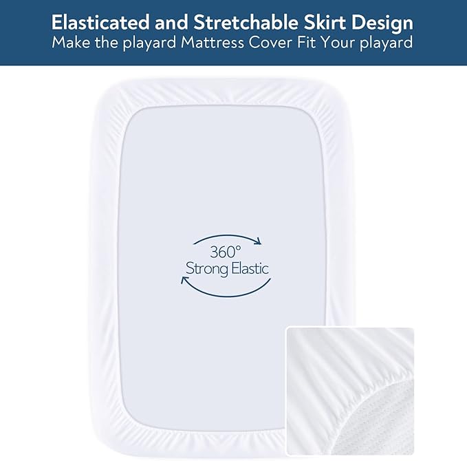 Waterproof Travel Crib Mattress Pad Cover 24" x 42", Fit for Guava Lotus, Dream On Me, UNiPLAY, 2 Pack Travel Crib Mattress Protector Sheets, Quilted Cotton Terry Surface