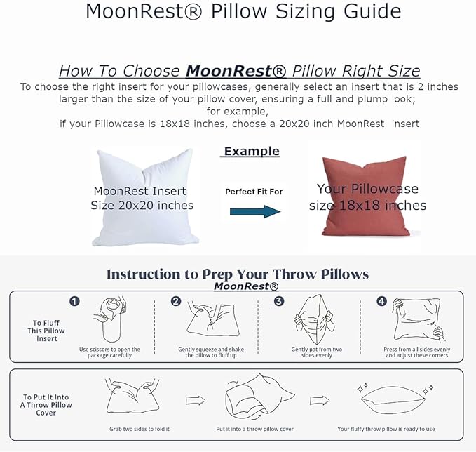 MoonRest® 9x9 Inch Synthetic Down Alternative Square Pillow Insert Form Stuffer for Sofa Shams, Decorative Throw Pillow, Cushion and Bed Pillow Stuffing - Hypoallergenic 9” X 9”