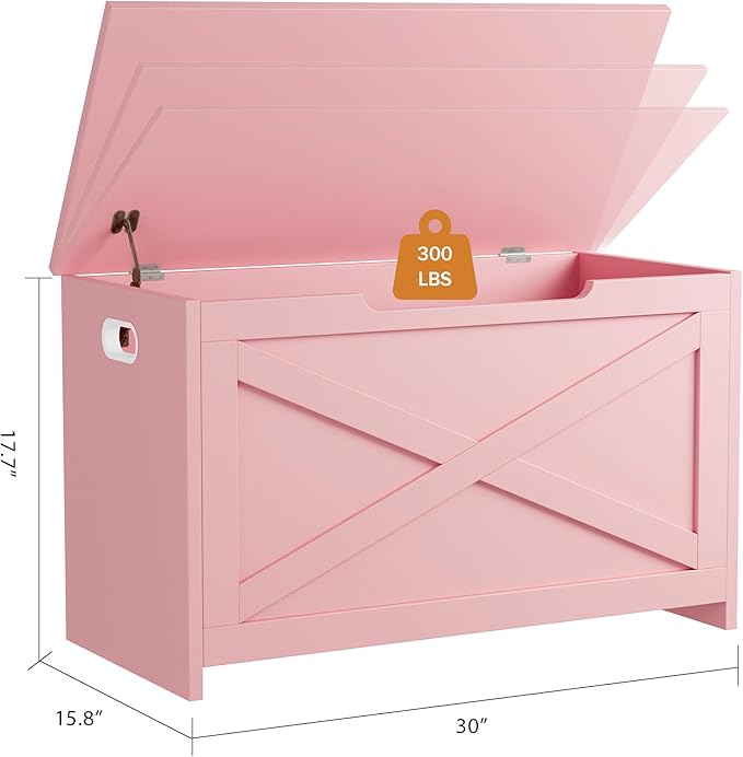 GarveeHome 30 in Storage Chest, Wooden Storage Bench with Safety Hinge, Easy Assembly, Large Shoe Bench for Entryway, Living Room, Bedroom