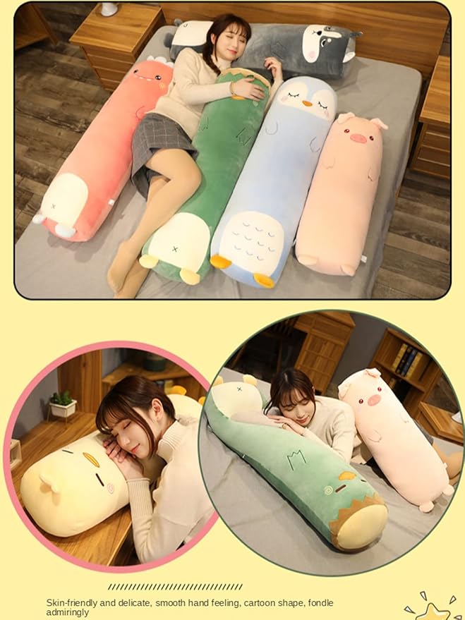 Long Plush Cute Body Pillows 27" Cuddle Stuffed Animal Shaped Bed Body Pillows Soft Cotton Plushies Doll Toy Gifts (River Boy, 27 Inch)