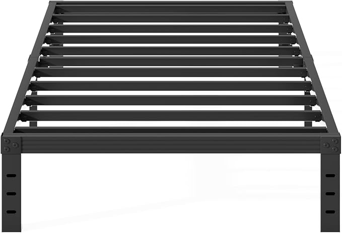 14 inch Twin Bed Frame No Box Spring Needed, 1000 lbs Heavy Duty Metal Platform Bed Frames, Non-Slip and Noise-Free Mattress Foundation, Black