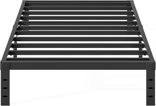 14 inch Twin Bed Frame No Box Spring Needed, 1000 lbs Heavy Duty Metal Platform Bed Frames, Non-Slip and Noise-Free Mattress Foundation, Black
