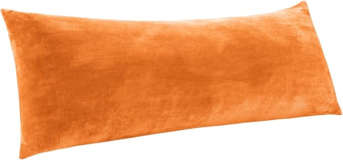 BEDELITE Body Pillow Cover with Zipper Closure, Super Soft and Cozy Fleece Pillowcase 20 x 54 Inches, Luxury Fluffy Plush Long Body Pillow Pillowcase for All Seasons(Burnt Orange)