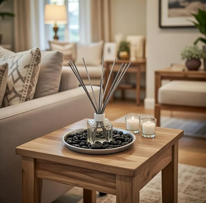 Hosley Aromatherapy Linen Diffuser Gift Set – 230ml Refill Oil, Glass Bottle, Reed Sticks, Metal Plate, Glass Filler & 2 Filled Candles,All-in-One Home Fragrance Set.