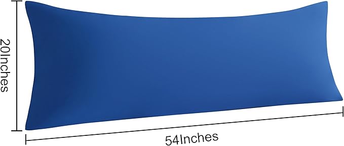 NTBAY Body Pillow Cases Set of 2, 2 Pack Brushed Microfiber 20x54 Pillow Cases, Soft, Wrinkle, Fade, Stain Resistant Royal Blue Pillow Cases with Envelope Closure, 20x54 Inches, Royal Blue