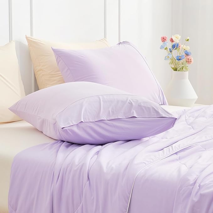 Cozy Bliss Cooling Pillow Cases for Hot Sleepers, Q-Max>0.45, King Size Set of 2, Soft & Silky Pillow Covers with Envelope Closure,Gift, Purple, 20x36 Inches