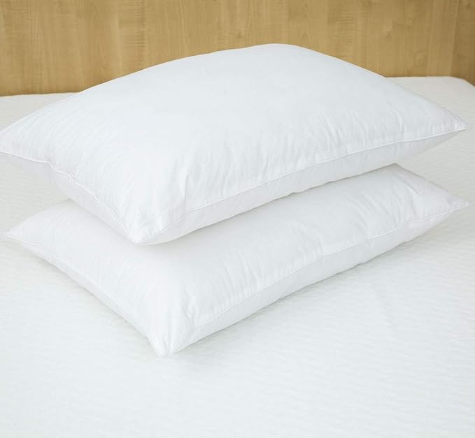 JA COMFORTS Duck Feather Down Bed Pillows for Sleeping(2 Packs)-King(20IN×36IN),High Filling Weight,600 Thread Count,Double-Layer Downproof Fabric Design,10% Duck Down,Cotton Cover,White