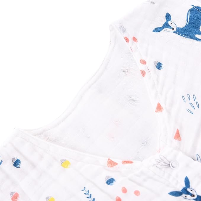 TADO MUSLIN Toddler Sleep Sack 2-4T, 0.5 TOG Lightweight Wearable Blanket, 100% Organic Cotton Muslin, Sleeveless, 2-Way YKK Zipper, OEKO-TEX Certified, Cute Deer