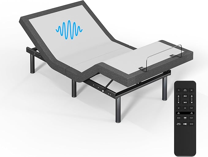 Adjustable Bed Frame with Wireless Remote - Comfortable Zero Gravity Massage with Head & Foot Incline, Dual USB Charge & Under-Bed Nightlights - Powder Coated TwinXL Adjustable Frame