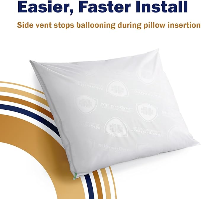 CleanRest PRO Max Waterproof Pillow Protector, Standard/Queen Size - Zippered 1-Pack, Dust Mite Allergen & Bed Bug Proof, Anti-Microbial Treated, Highly Breathable and Vented for Cool Soft Sleep