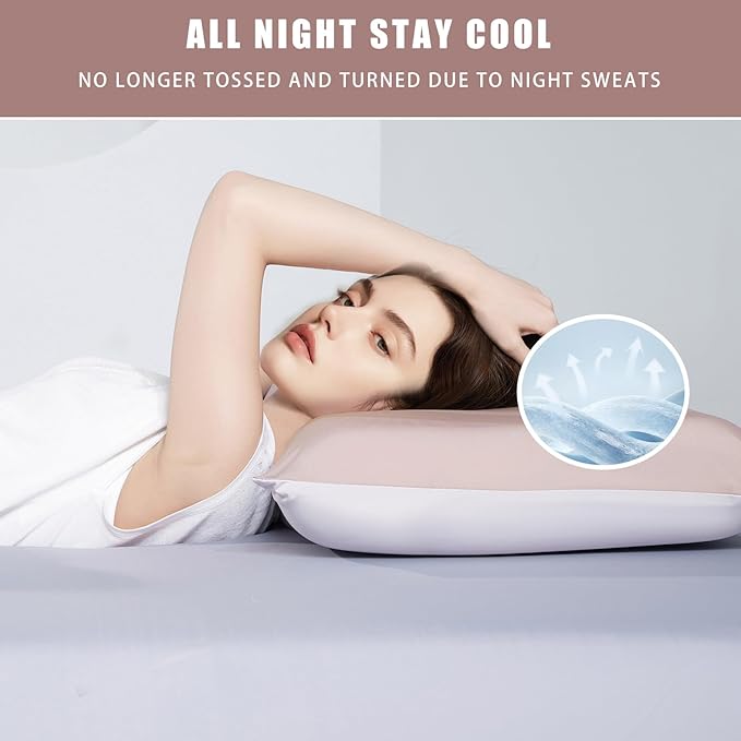 TELUS Cooling Pillowcases Standard Size 2-Pack, Silky Soft Breathable Pillow Case with Envelope Close, Stay Cool Pillow Cover for Hot Sleepers and Night Sweats, 20x26 Inch