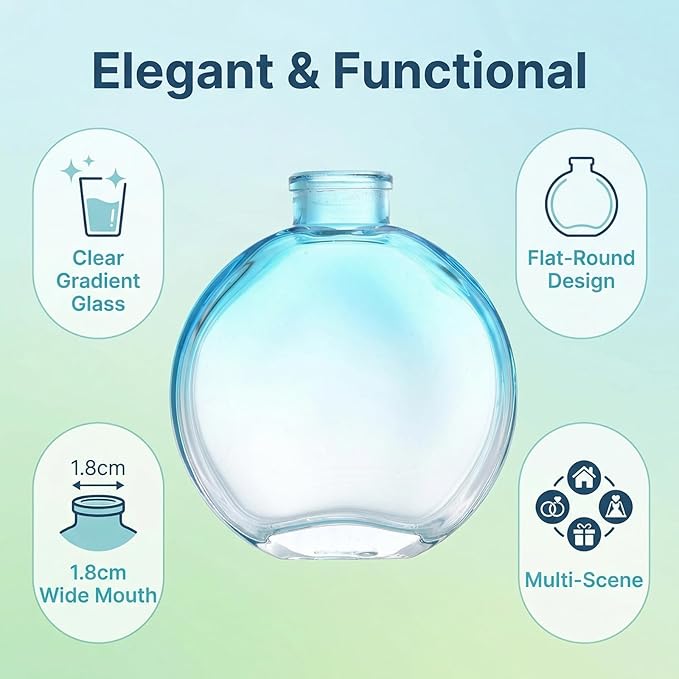 1Pcs 150ml/5oz Gradient Color Empty Glass Diffuser Bottle Aromatherapy Jar Container Fragrance Accessories for DIY Replacement Diffuser (Blue)