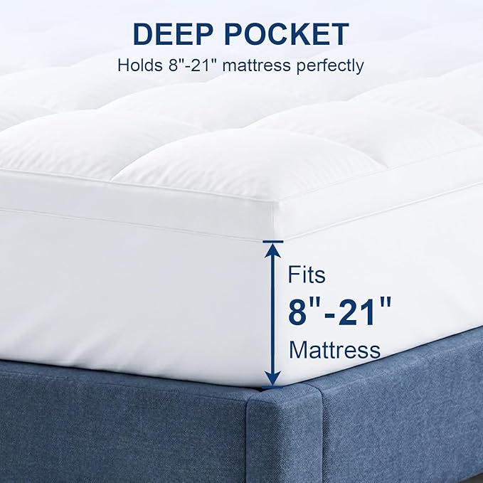 CHOKIT Full Mattress Topper, Extra Thick Pillow Top Mattress Pad for Back Pain Relief, Cooling Bed Topper Mattress Cover with 8-21 Inch Deep Pocket