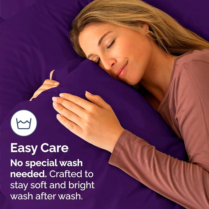 Body Pillowcases Set of 4-20x54 Long Body Pillow Case - Soft Body Pillow Cover for Sleeping & Side Sleepers - Comfy, Cozy Breathable & Fade Free - Machine Washable w/Envelope Enclosure - (Purple)