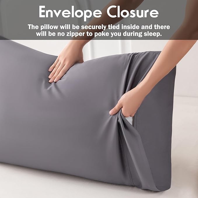 Pillowcases King Size 2 Pack, Cooling Viscose from Bamboo Pillow Cases with Envelope Closure, Cool & Breathable Pillow Cover for Hot Sleepers and Night Sweats, 20" x 40"
