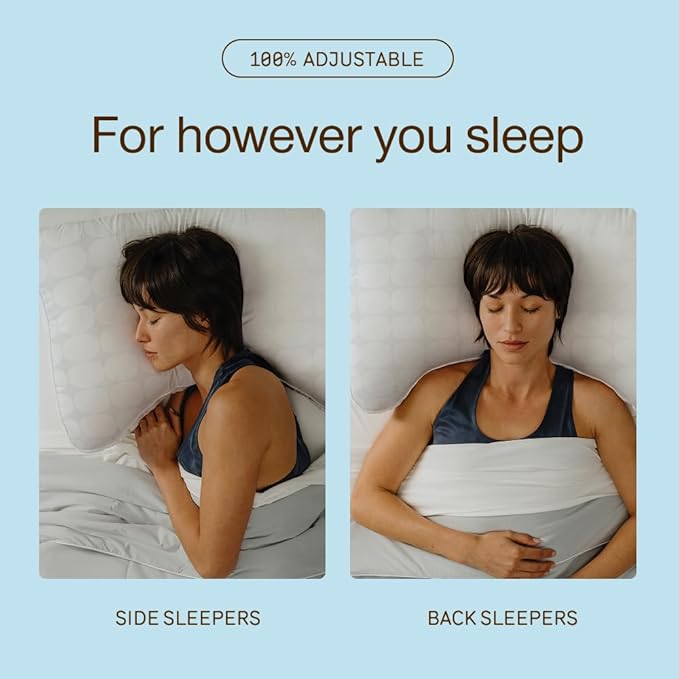 Coop Home Goods Essence Cooling Crescent Down Alternative Pillow Set of 2, Queen Size Adjustable Cooling Pillow for Back & Side Sleepers, Cool-Touch Luxury Hotel Pillow, Oeko-TEX Certified