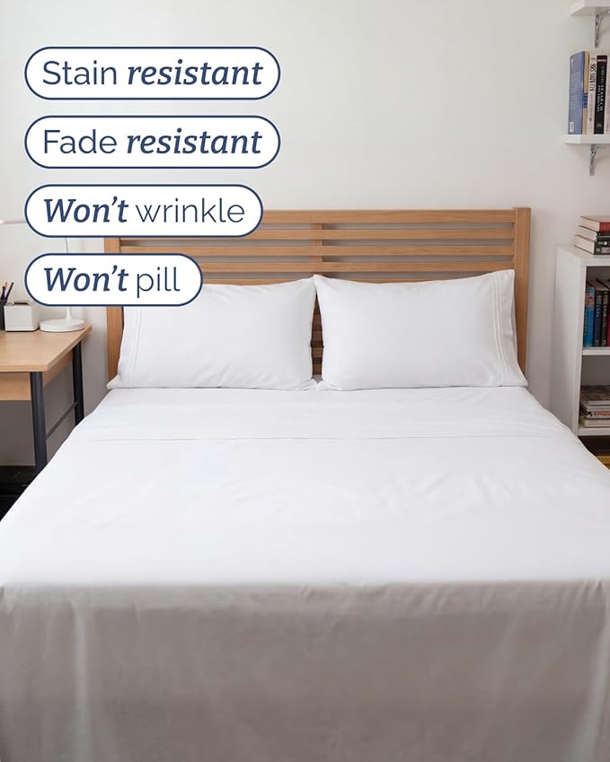 Full XL Bed Sheet - 4 Piece Full XL Bed Sheets Set - Ultra-Soft, Comfy, Breathable & Cooling - Hotel Luxury Bedding for Women & Men with Deep Pockets - Wrinkle Free & Fade Resistant - Oeko-Tex - White