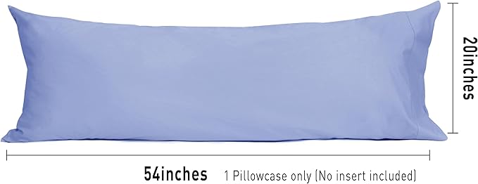 Sunflower Body Pillowcase 100% Cotton Long Pillow Cover/Case Envelope Closure 1 Pack, 20×54 inches Purplish Blue, Soft and Breathable
