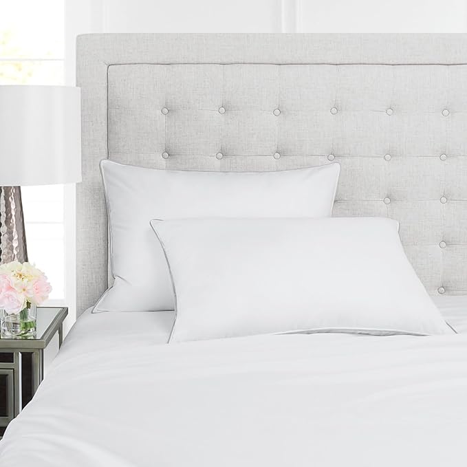 Luxury Down Feather Pillow Set of 2 - Queen/King Bed Pillows for Sleeping with Premium 100% Cotton Cover (King)