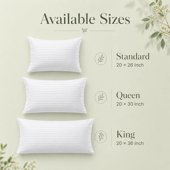 100% Cotton 600TC 4PC Pillow Protectors with Zipper Standard Size Hypoallergenic Breathable Hotel Collection Pillow Covers Ultra Soft 20 x 26 Inches Pillowcases